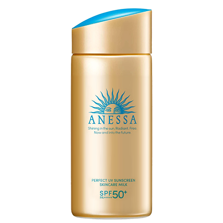 Anessa perfect UV sunscreen milk 60 ml. กันแดดสูตรใหม่ที่อุดมความชุ่มชื่น สูตรโลชั่นน้ำนมสีขาวเกลี่ยง่าย แห้งเร็ว ไม่มัน เวลาเหงื่อออกใบหน้าก็ไม่เป็นคราบ สามารถปกป้องผิวได้จากทั้งรังสี UVA  และ UVB ซึ่งเป็นสาเหตุสำคัญที่ก่อให้เกิดฝ้ากระ จุดด่างดำ และทำให้ผิวแห้งกร้านอีกด้วย ด้วยเทคโนโลยี Aqua Booster ที่ทำให้เนื้อครีมบางเบา  ปกป้องผิวคุณจากแสงแดดได้นานขึ้นถึง 8 ชั่วโมง พร้อมฟื้นบำรุงโทนผิวให้ดูกระจ่างใส รู้สึกแน่นกระชับ