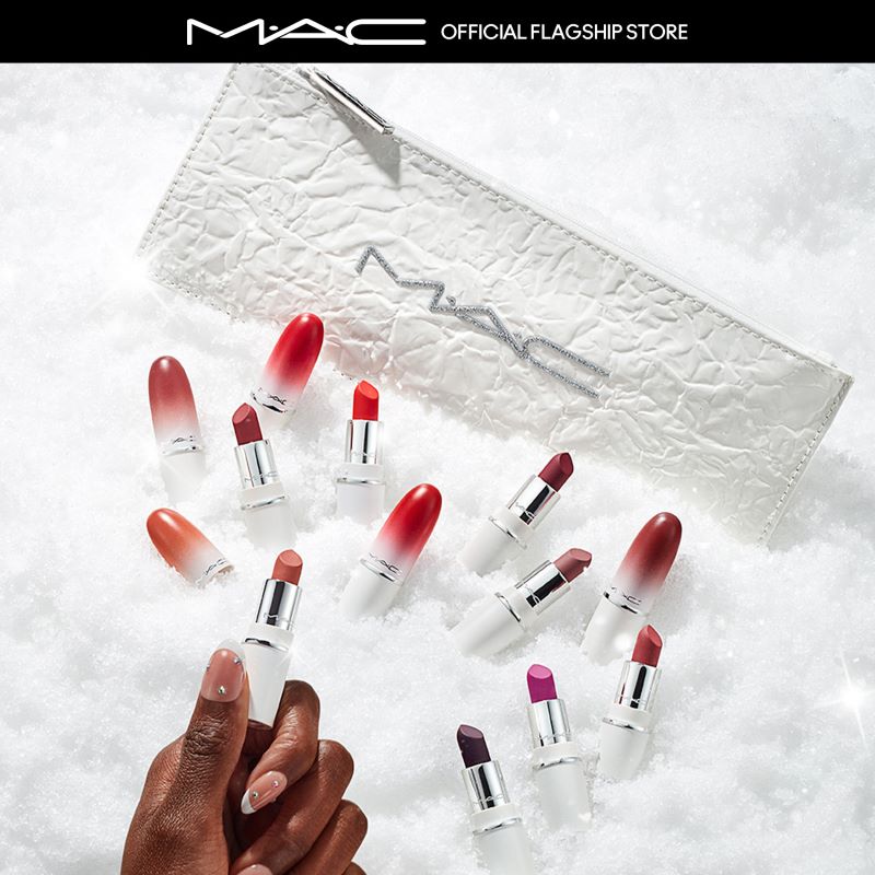 Mac Powder Kiss Lipstick blizzard bash holiday 2023 #Miraculous 1.5g,Mac Powder Kiss Lipstick blizzard bash holiday 2023 #Miraculous 1.5g ราคา, ลิป MAC,MAC COSMETICS HOLIDAY ,MAC Holiday 2023 Lips By The Dozen Mini Powder Kiss Lipstick