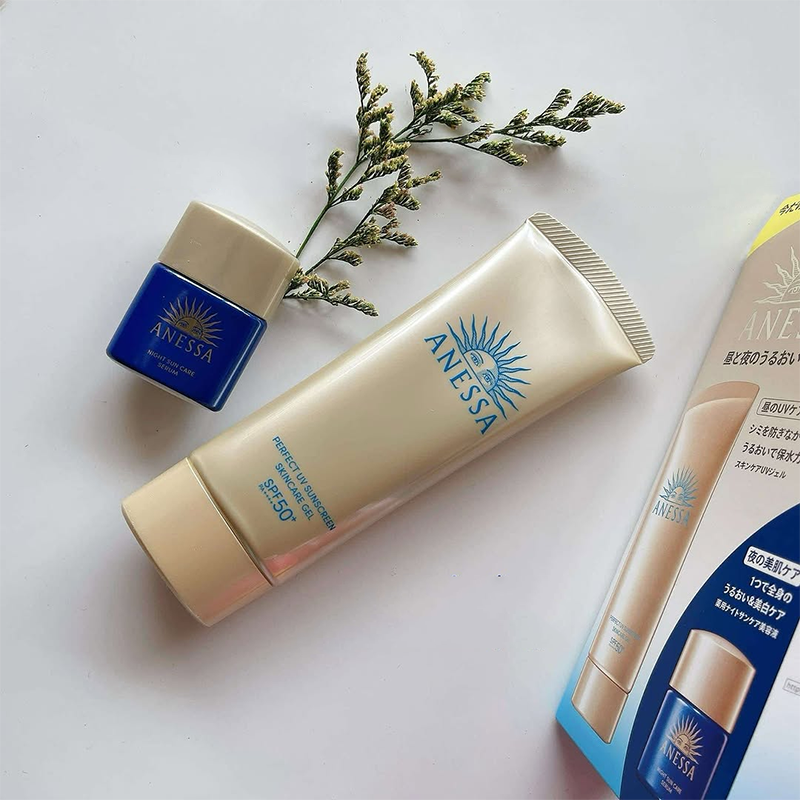 Anessa Perfect UV Sunscreen Skincare Gel 90g + Night Sun Care Serum 12ml