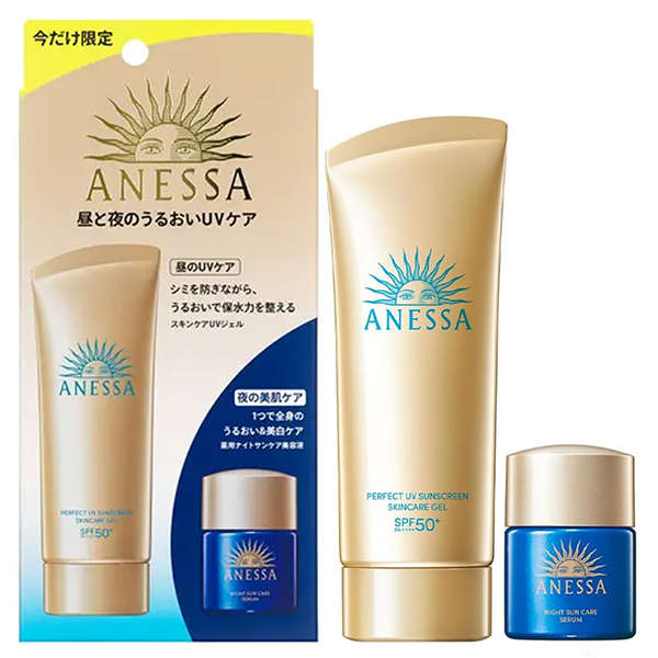 Anessa Perfect UV Sunscreen Skincare Gel 90g + Night Sun Care Serum 12ml